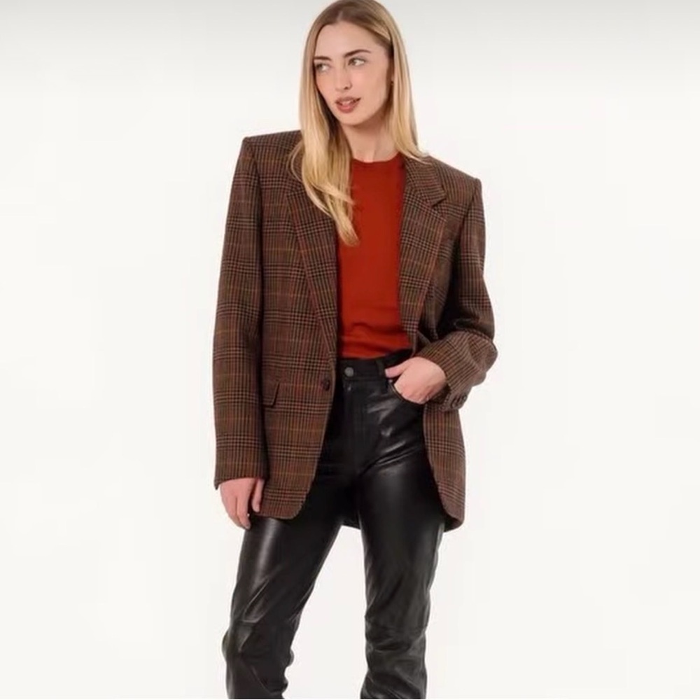Vintage Sag Harbor Plaid Oversized Blazer